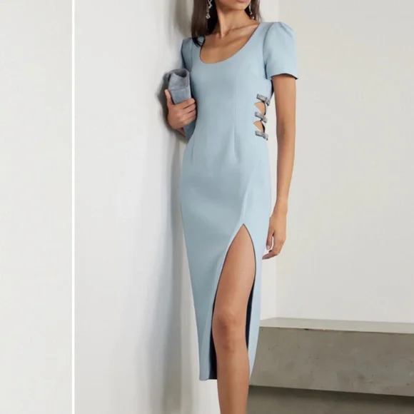 NWT self-portrait crystal embellished cutout crepe midi dress